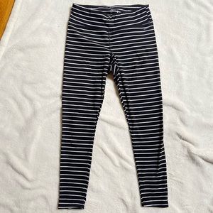 Jockey black and white striped leggings, size M